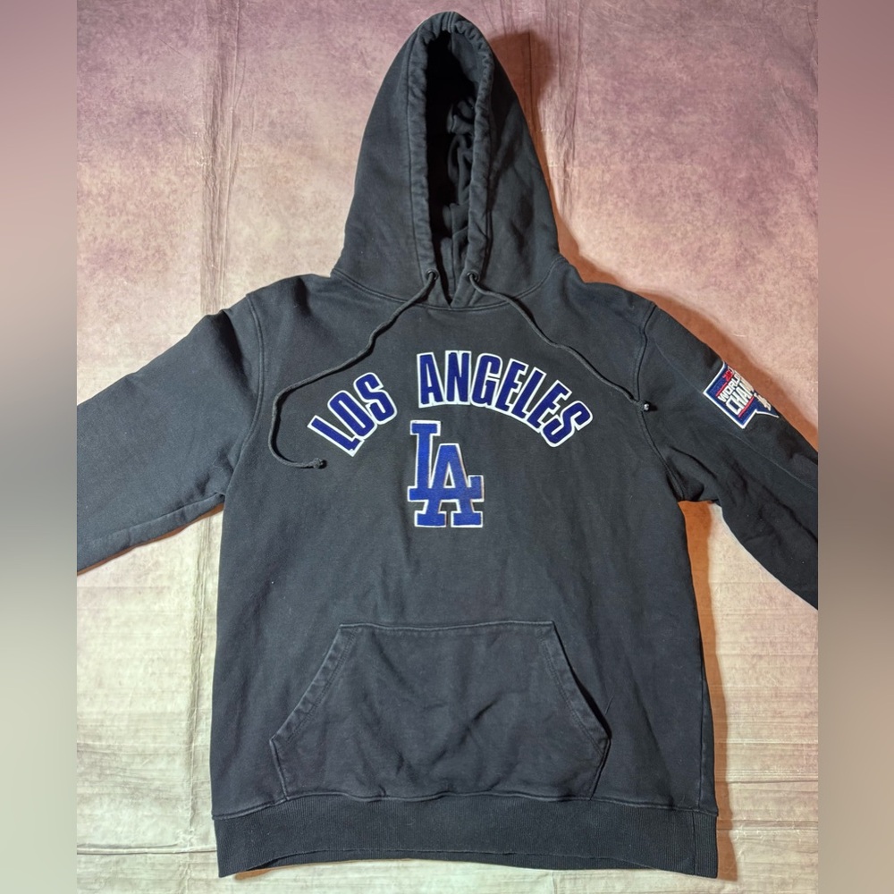 Los Angeles Dodgers MLB Pro Standard Black Stacked Logo Hoodie Men's Sz Medium